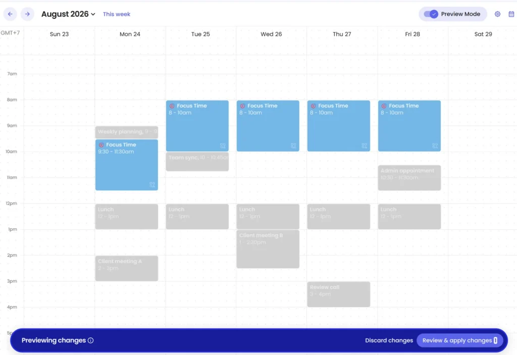Reclaim Focus Time Agent preview for the controlled workweek
